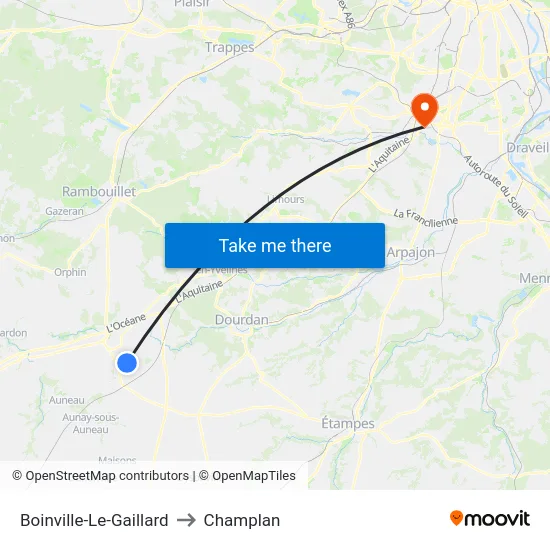 Boinville-Le-Gaillard to Champlan map