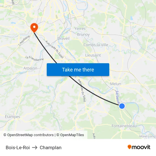 Bois-Le-Roi to Champlan map