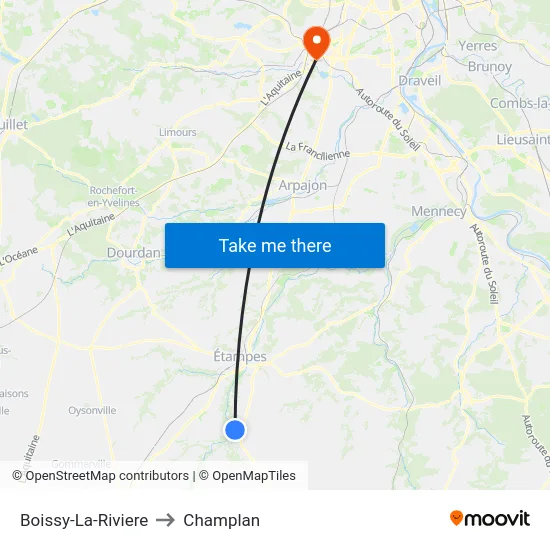 Boissy-La-Riviere to Champlan map