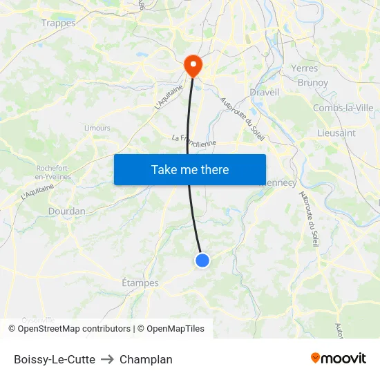 Boissy-Le-Cutte to Champlan map