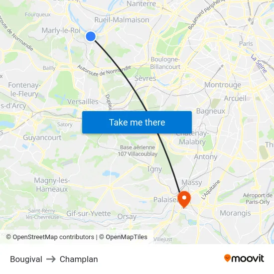 Bougival to Champlan map