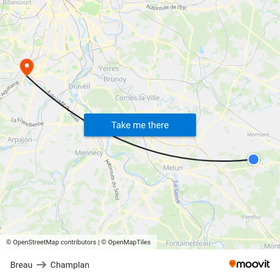 Breau to Champlan map