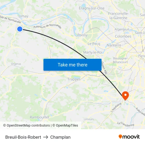 Breuil-Bois-Robert to Champlan map
