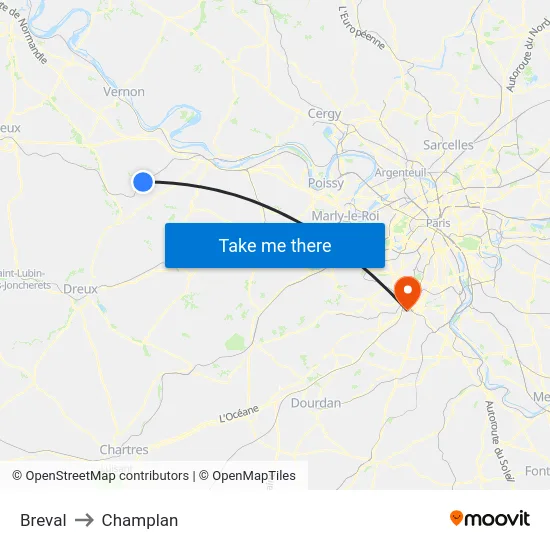 Breval to Champlan map