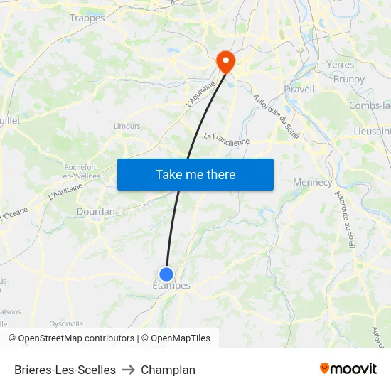 Brieres-Les-Scelles to Champlan map
