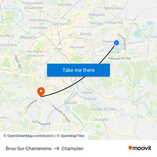 Brou-Sur-Chantereine to Champlan map