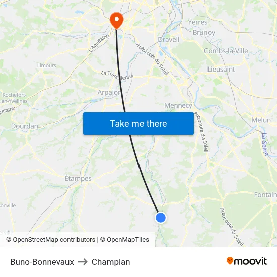 Buno-Bonnevaux to Champlan map
