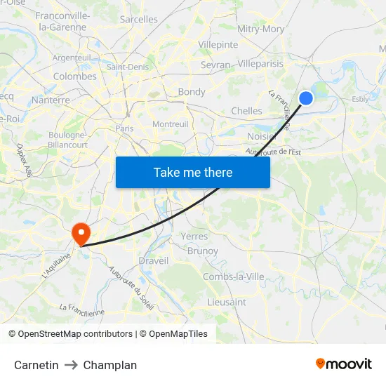 Carnetin to Champlan map