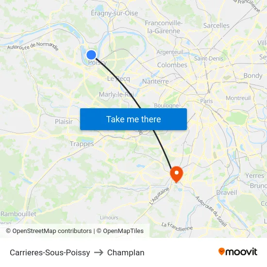 Carrieres-Sous-Poissy to Champlan map
