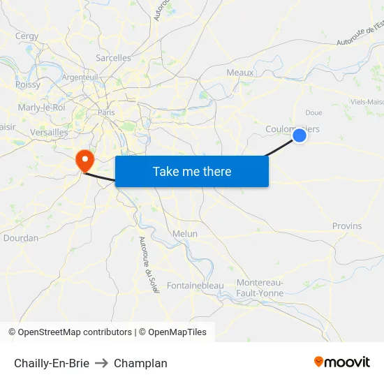 Chailly-En-Brie to Champlan map