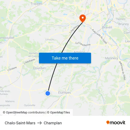 Chalo-Saint-Mars to Champlan map