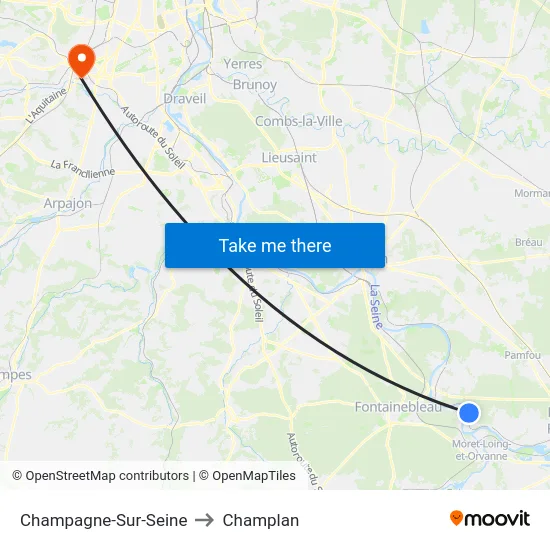 Champagne-Sur-Seine to Champlan map