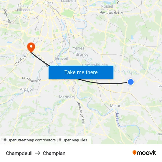 Champdeuil to Champlan map