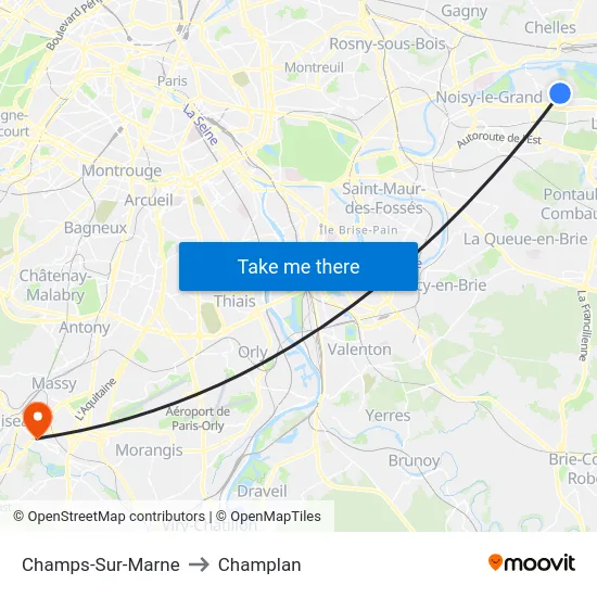 Champs-Sur-Marne to Champlan map
