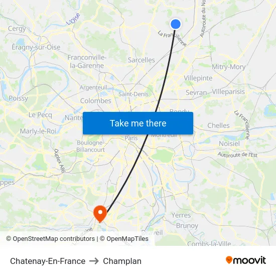 Chatenay-En-France to Champlan map