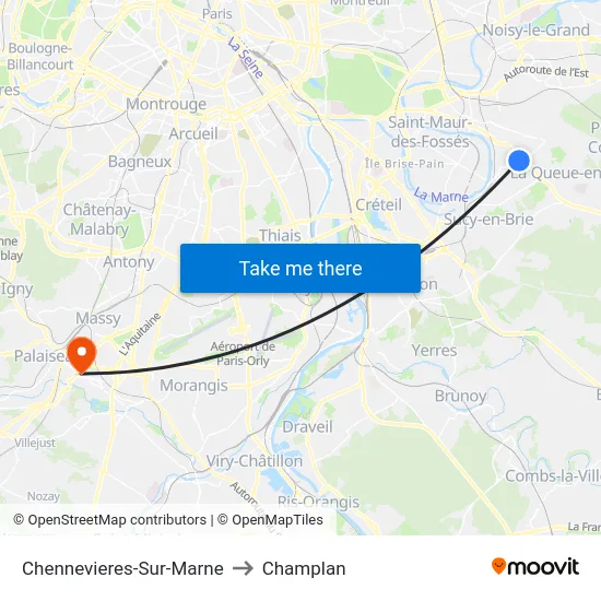Chennevieres-Sur-Marne to Champlan map