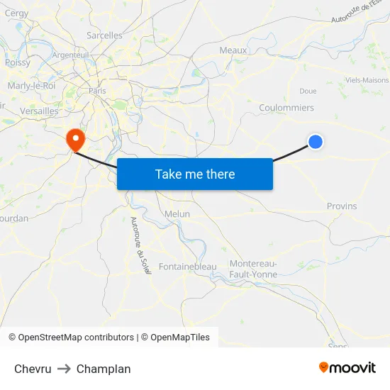 Chevru to Champlan map