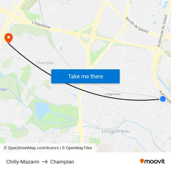 Chilly-Mazarin to Champlan map