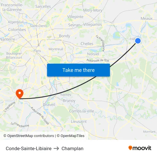 Conde-Sainte-Libiaire to Champlan map