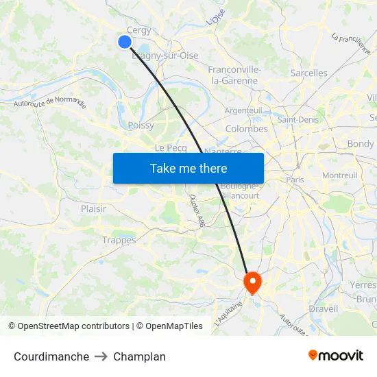 Courdimanche to Champlan map