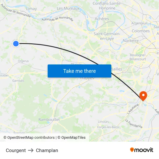 Courgent to Champlan map