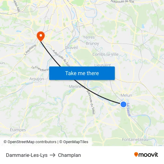 Dammarie-Les-Lys to Champlan map