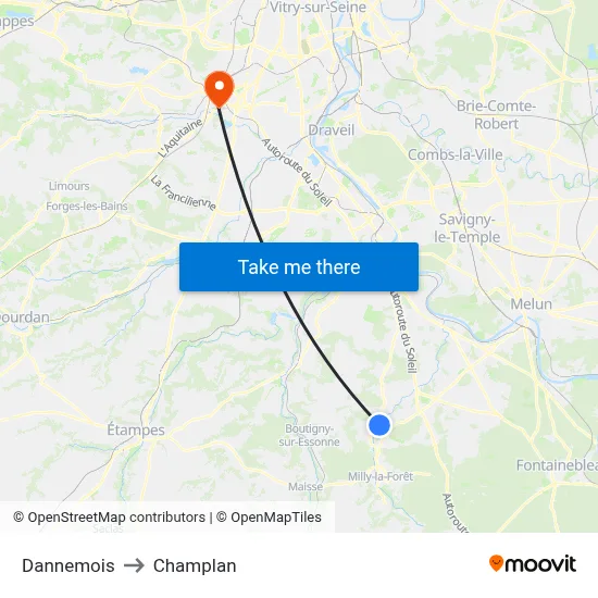 Dannemois to Champlan map
