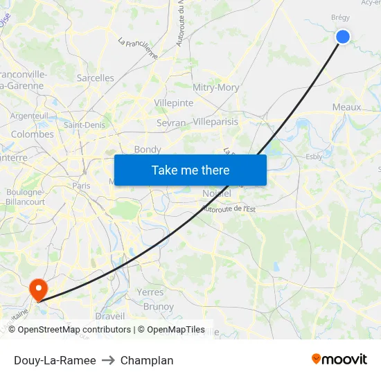Douy-La-Ramee to Champlan map