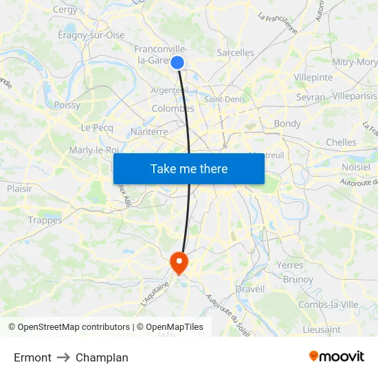 Ermont to Champlan map