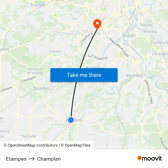 Etampes to Champlan map