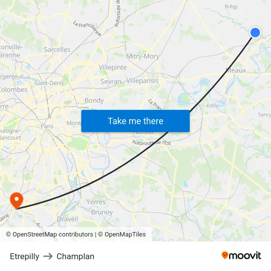 Etrepilly to Champlan map