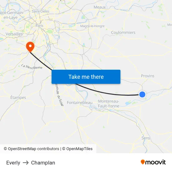 Everly to Champlan map