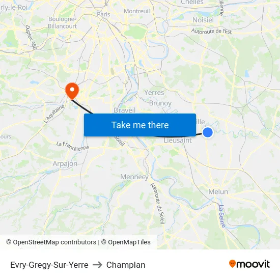 Evry-Gregy-Sur-Yerre to Champlan map