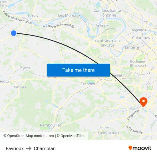 Favrieux to Champlan map