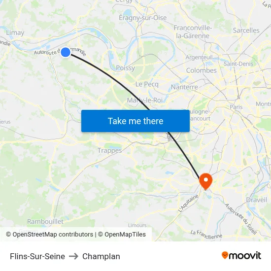 Flins-Sur-Seine to Champlan map