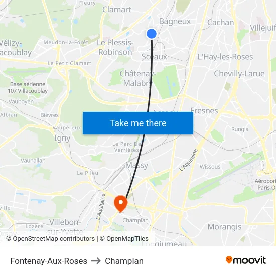 Fontenay-Aux-Roses to Champlan map