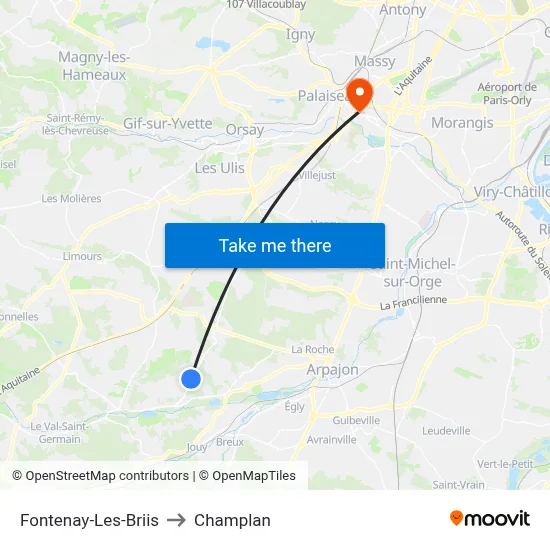 Fontenay-Les-Briis to Champlan map