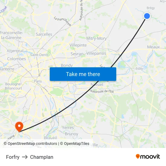 Forfry to Champlan map