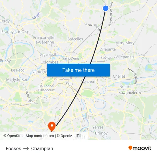 Fosses to Champlan map
