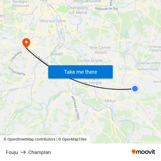 Fouju to Champlan map