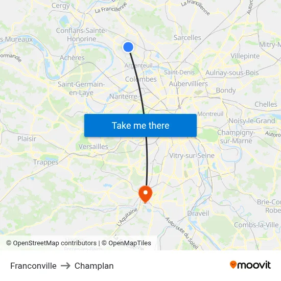 Franconville to Champlan map