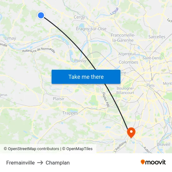 Fremainville to Champlan map