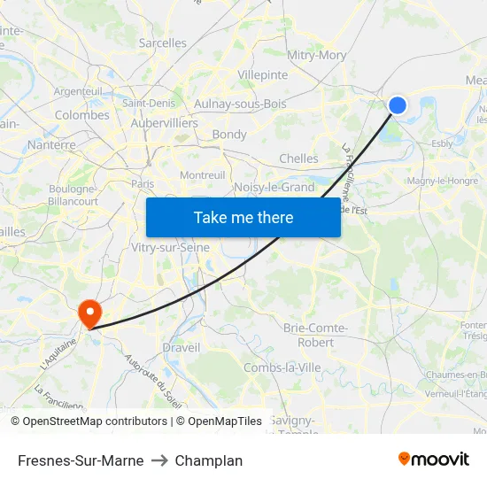 Fresnes-Sur-Marne to Champlan map
