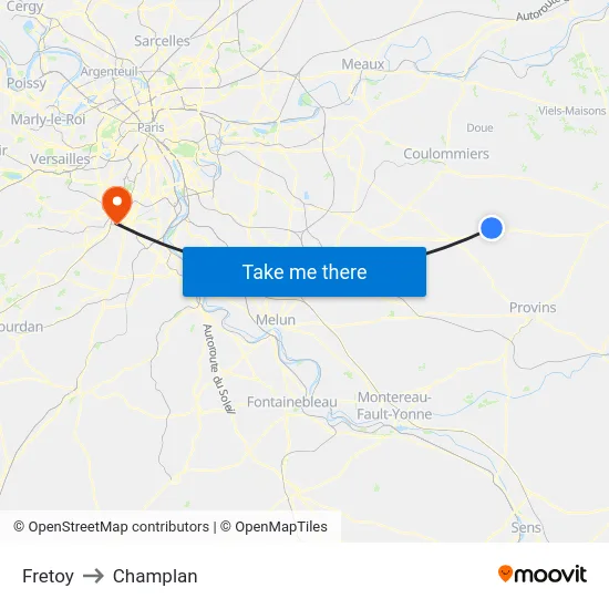 Fretoy to Champlan map