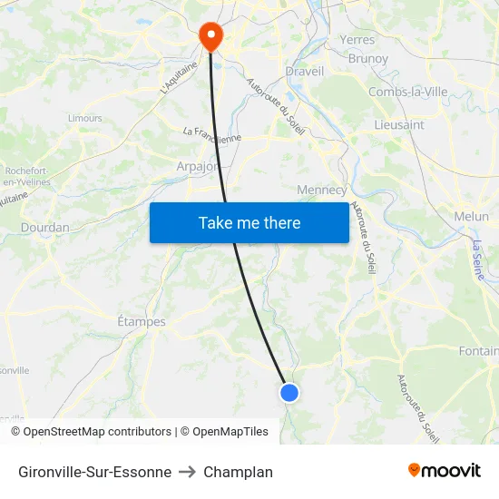 Gironville-Sur-Essonne to Champlan map