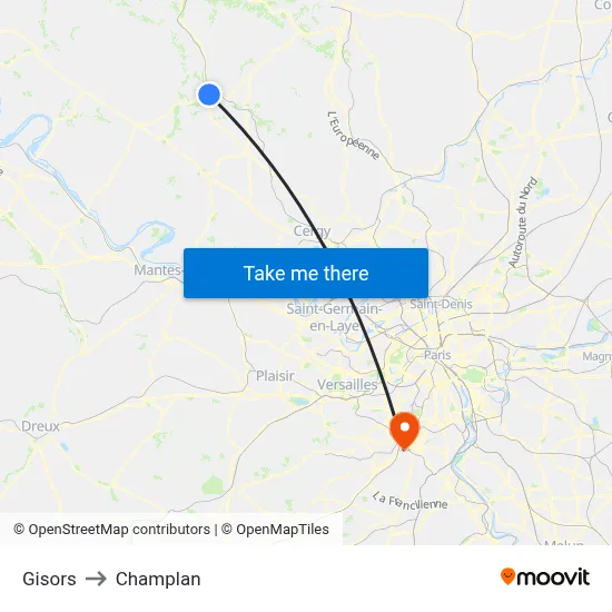 Gisors to Champlan map