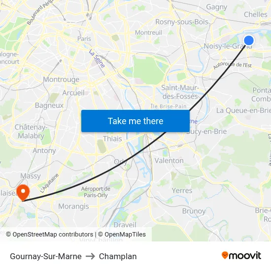 Gournay-Sur-Marne to Champlan map