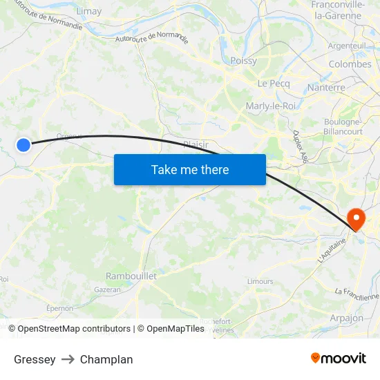 Gressey to Champlan map