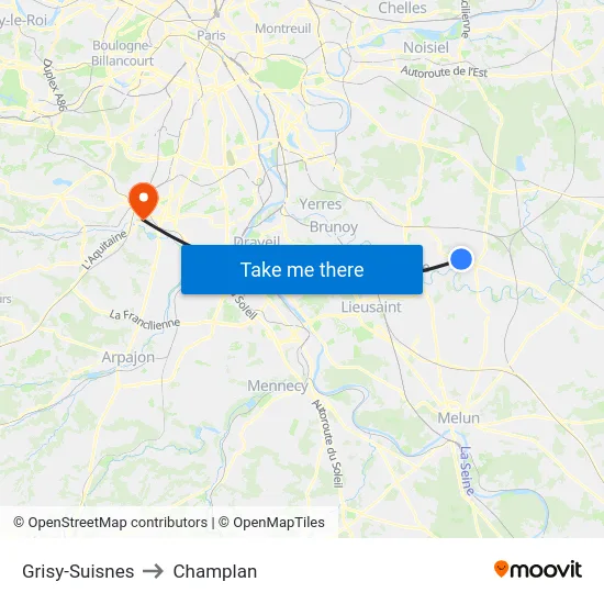 Grisy-Suisnes to Champlan map