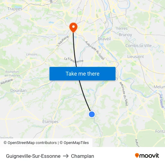 Guigneville-Sur-Essonne to Champlan map